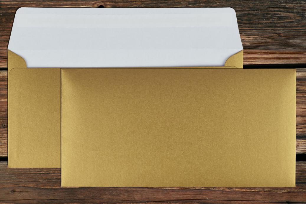 Briefhüllen DL 110x220 mm Haftklebend Gold 100 g/qm